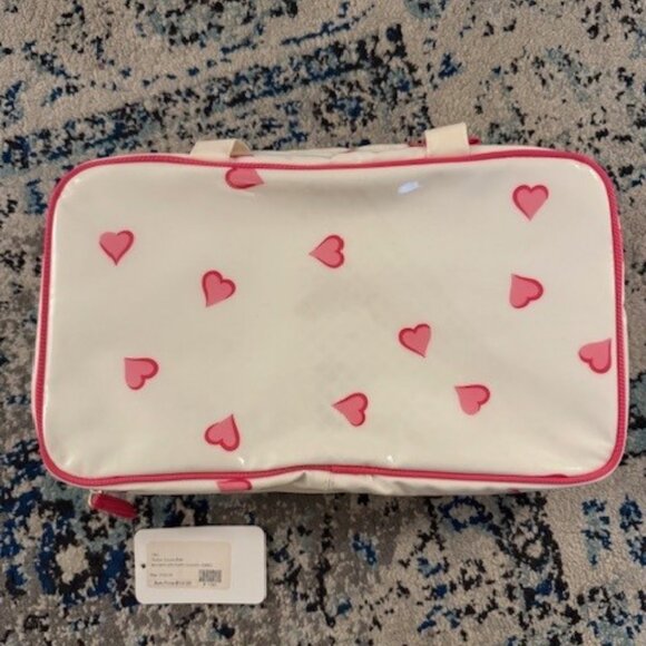 NEW NWT D. PORTHAULT PARIS TROTTER LARGE COSMETICS TOILETRY BAG CASE PINK HEARTS - Picture 1 of 3